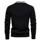 Contrast Trim Cotton V-Neck Cardigan