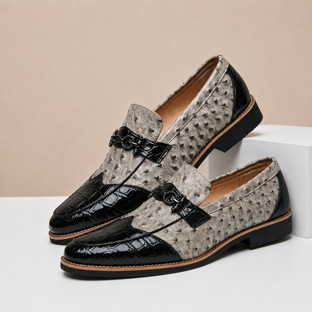 Dual-Tone Leather Slip-On Loafer