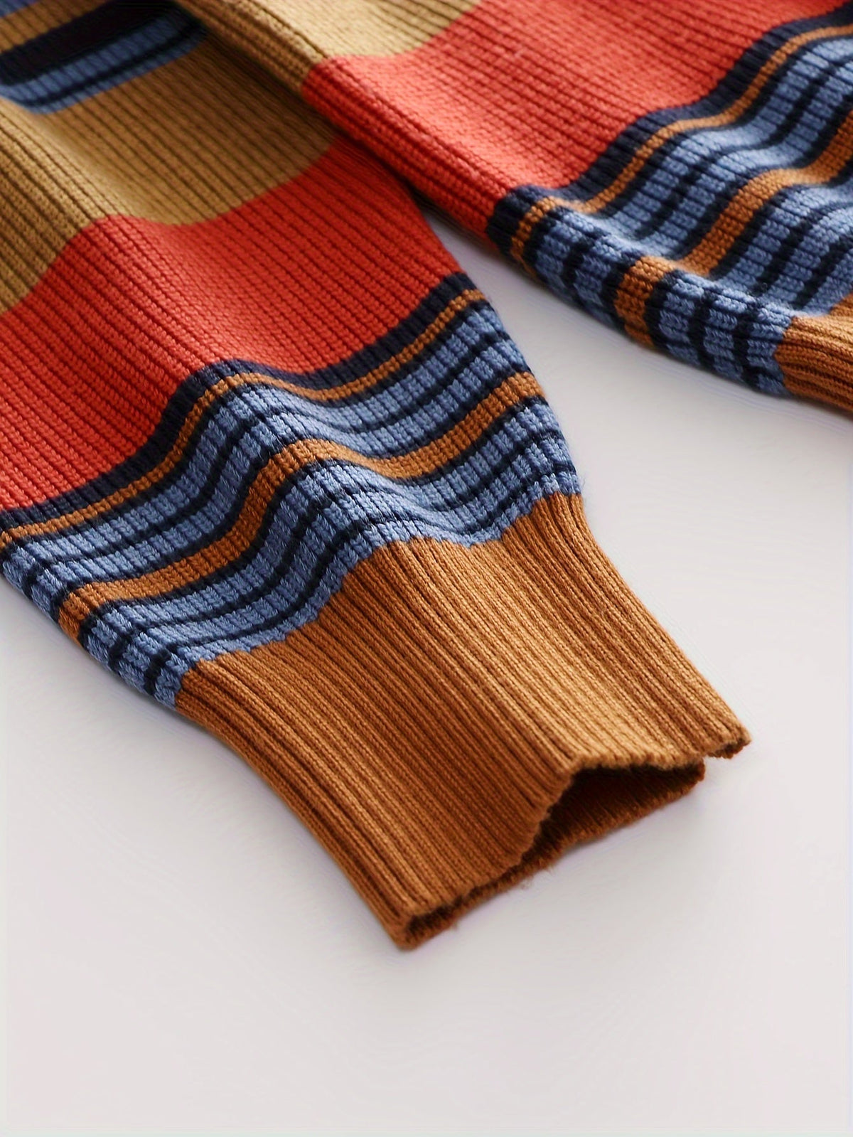 Wide-Collar Striped Rib Jumper