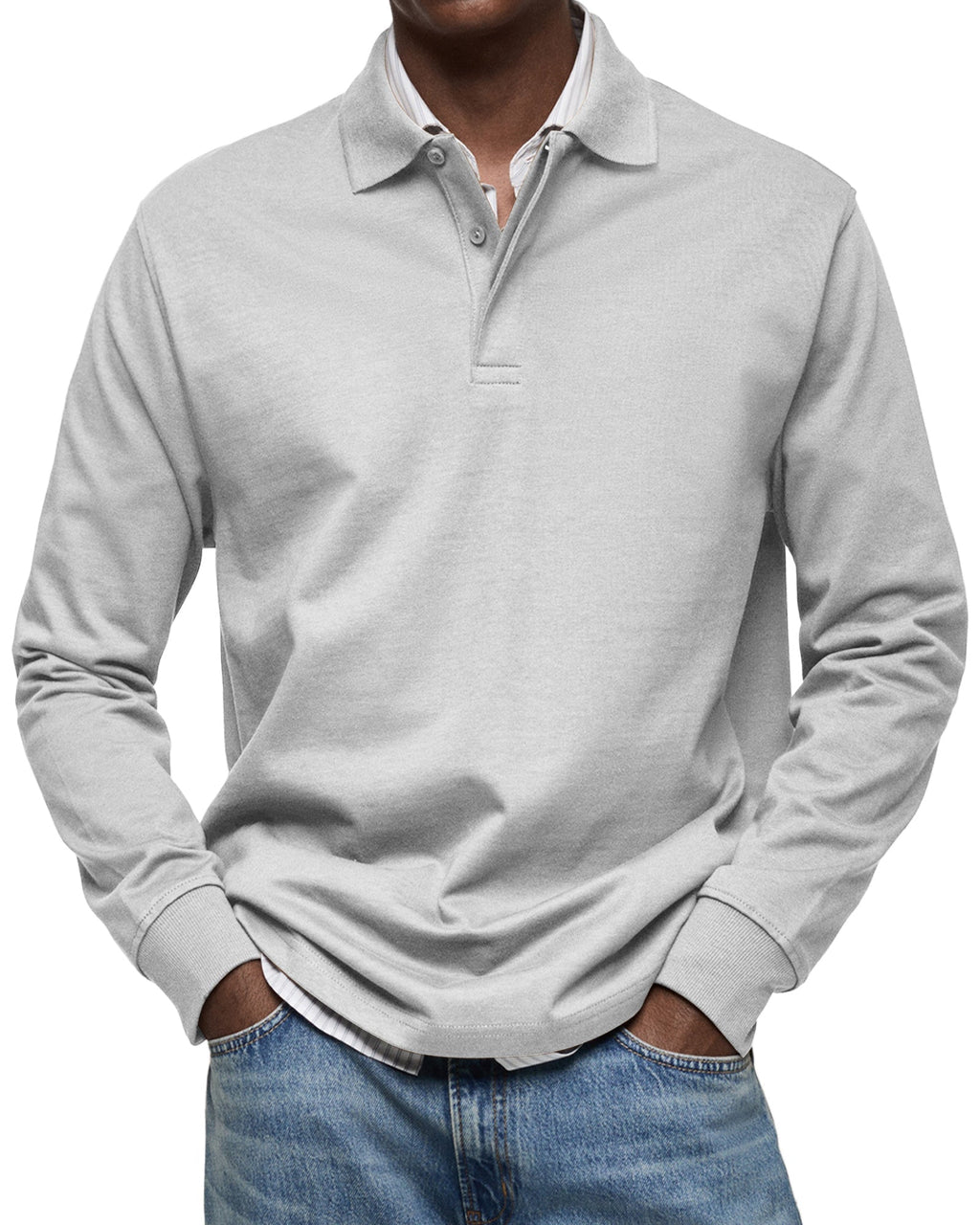 Long-Sleeve Cotton Polo Shirt
