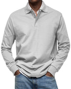 Long-Sleeve Cotton Polo Shirt