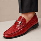 Croc-Effect Leather Loafers