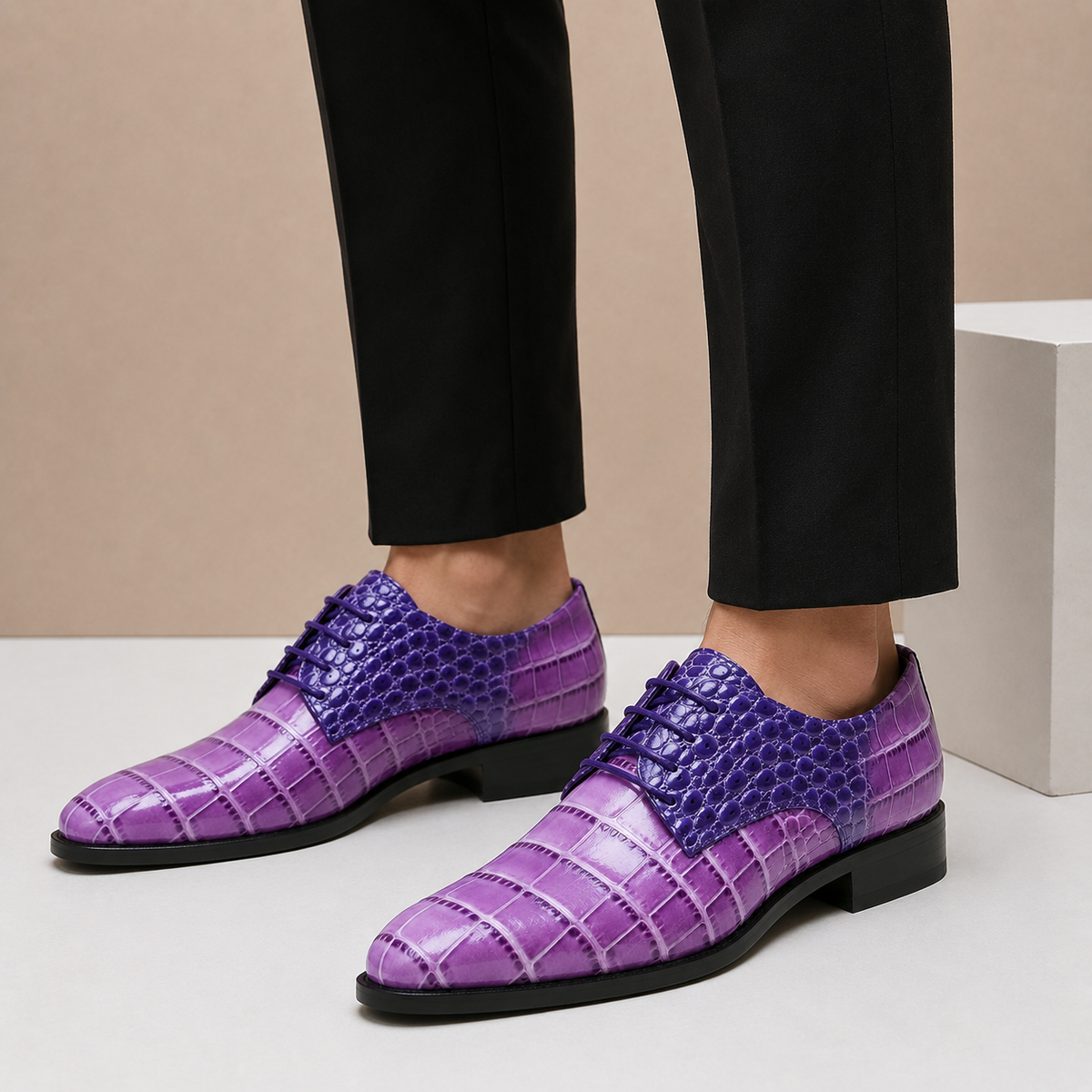Polished Embossed Lace-Up Dress Shoe