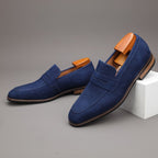Suede Penny Loafers – Men's Slip-On Shoes - Secranzo