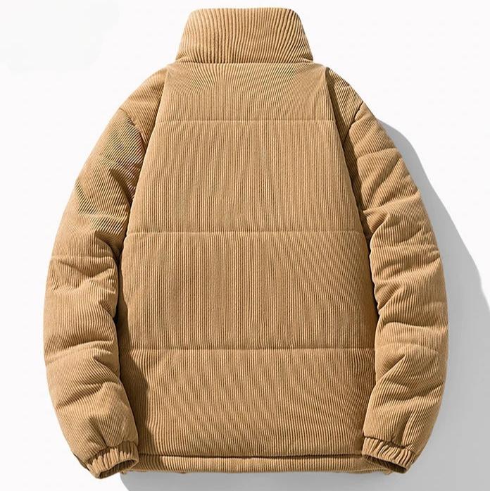 High-Collar Corduroy Puffer Jacket