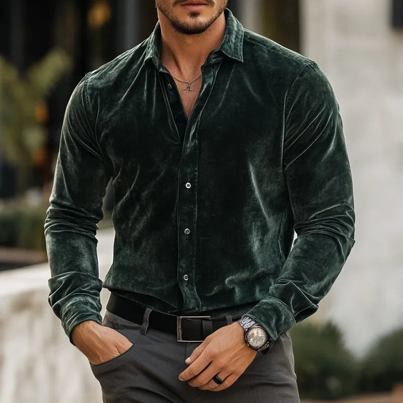 Deep-Pile Velvet Evening Shirt