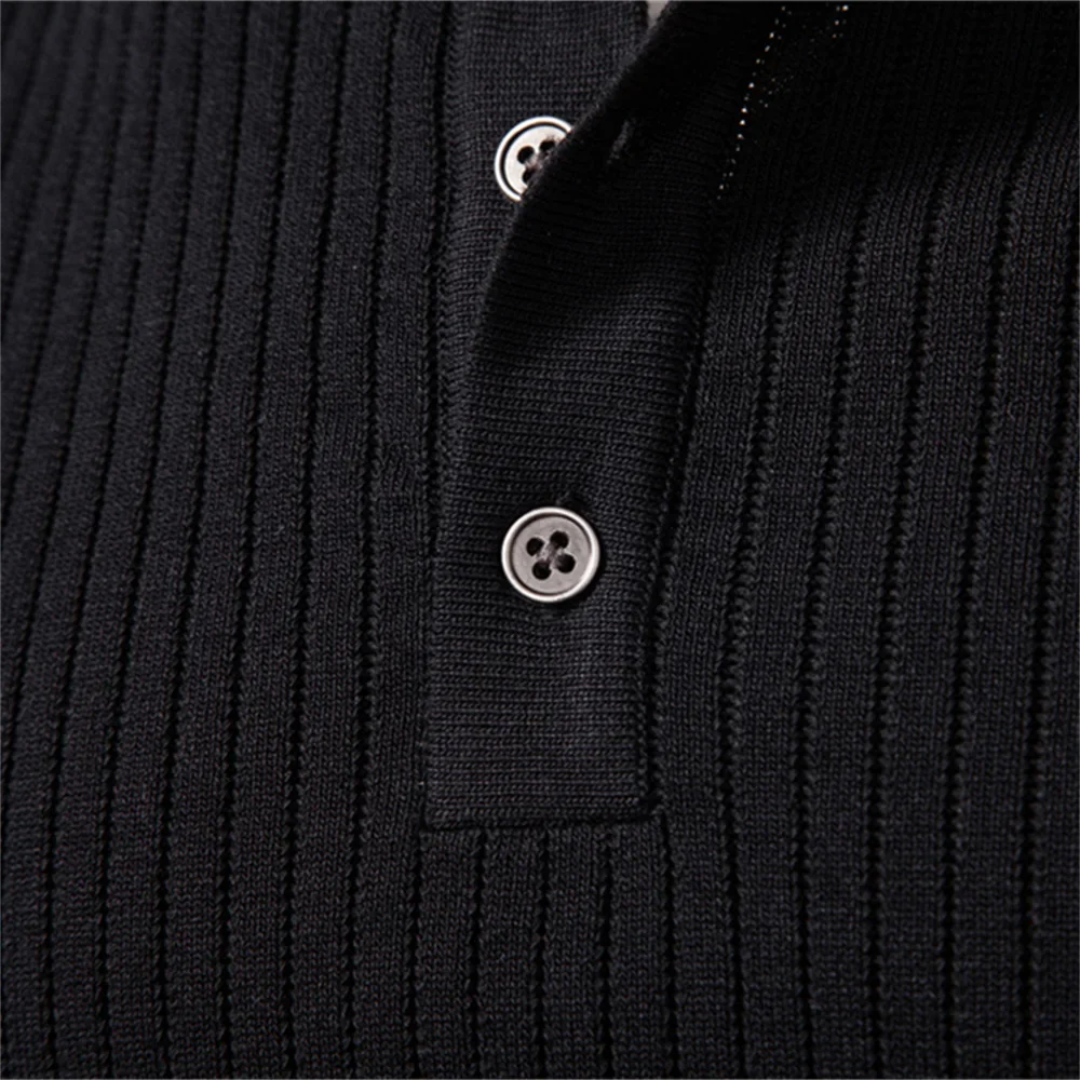 Men's Ribbed Knit Henley Shirt