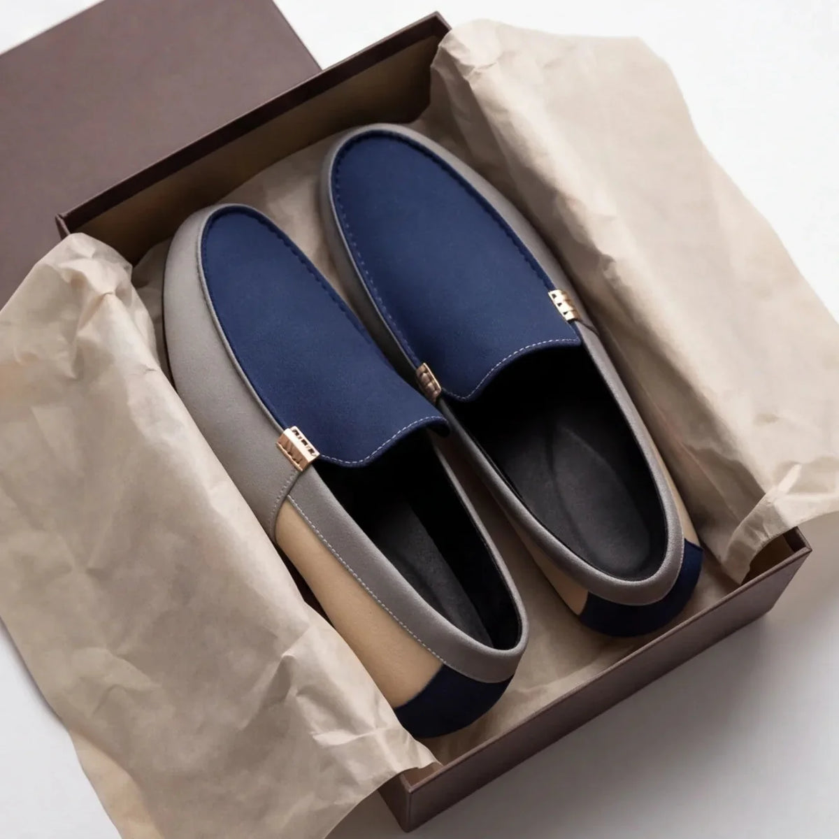 Patchwork Canvas Slip-On Loafers