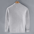 Stand-Collar Zip Knit Sweater