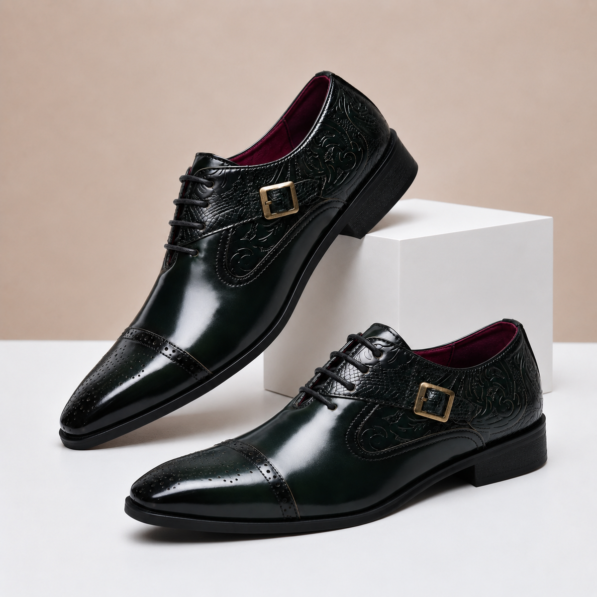 Cap-Toe Leather Dress Shoes