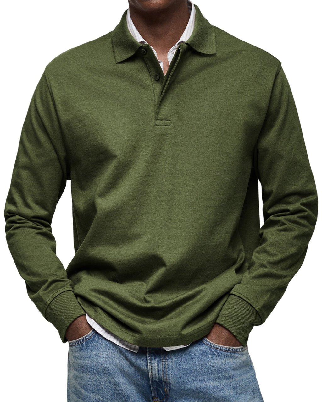 Long-Sleeve Cotton Polo Shirt