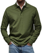 Long-Sleeve Cotton Polo Shirt