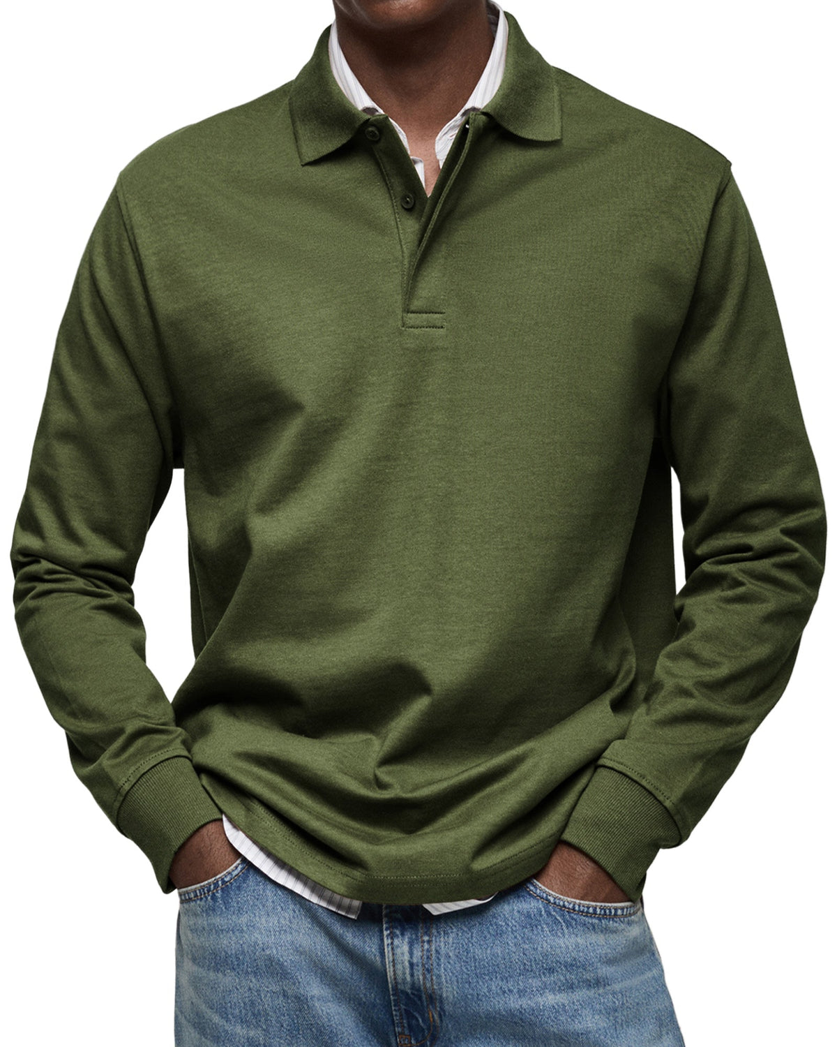 Long-Sleeve Cotton Polo Shirt