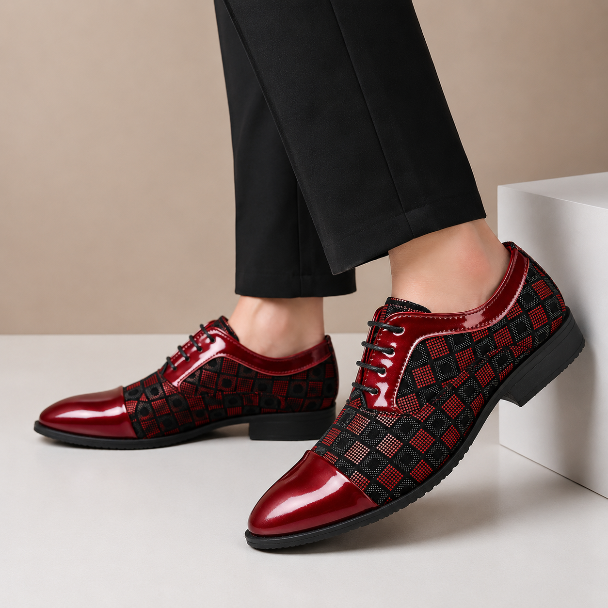 Textured Leather Lace-Up Dress Shoe