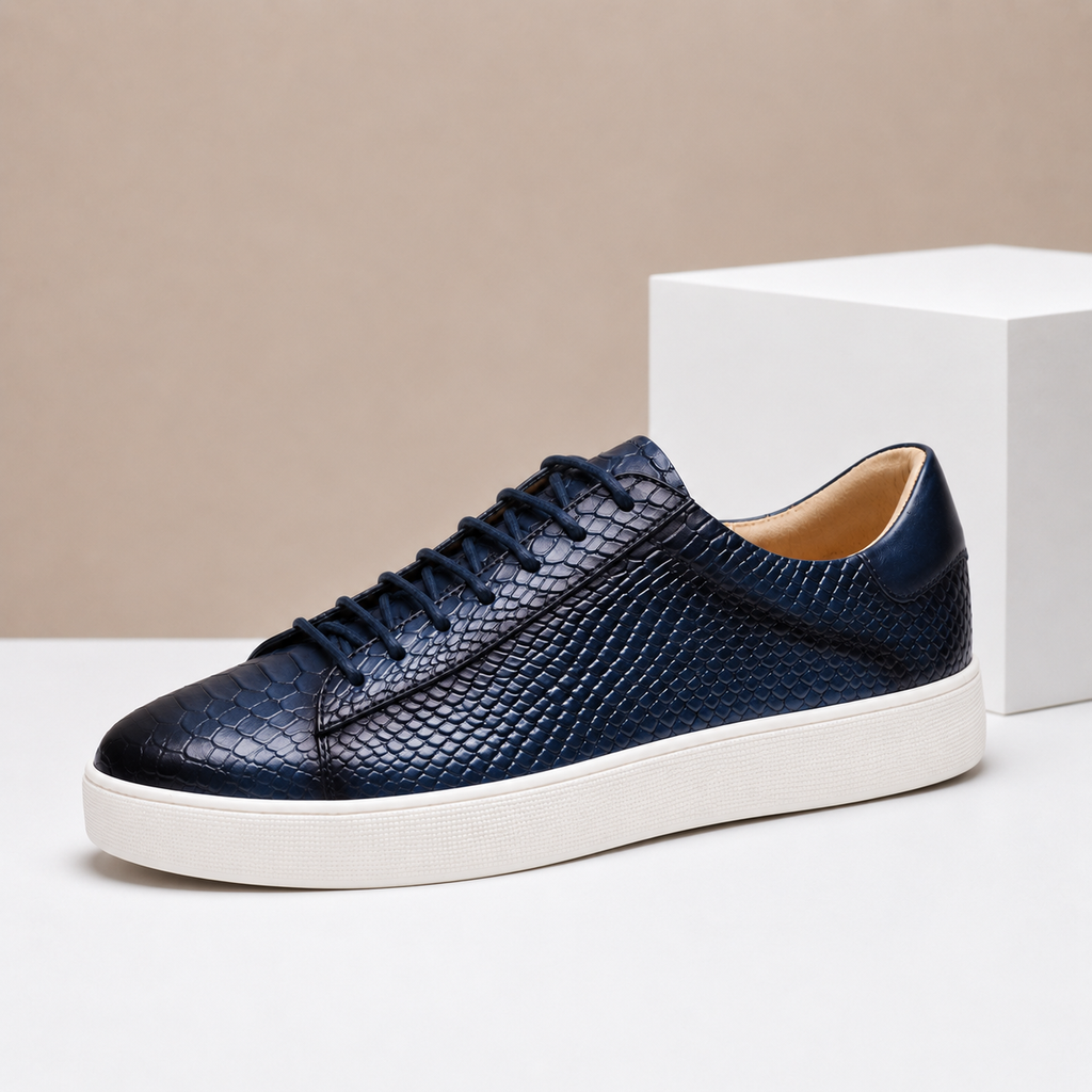 Textured Leather Court Sneakers