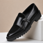Suede Panel Double Monk Shoes
