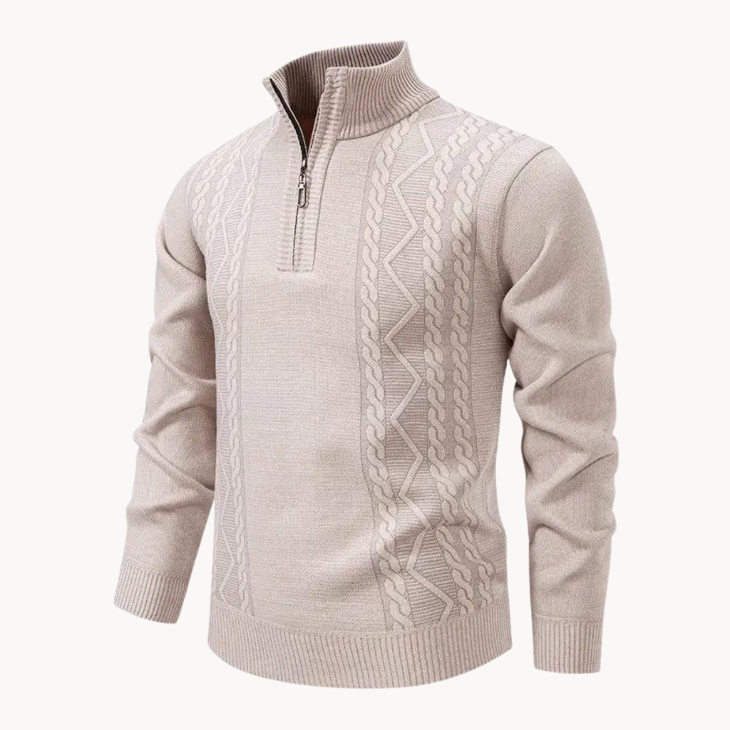 Cable Front Quarter-Zip Jumper