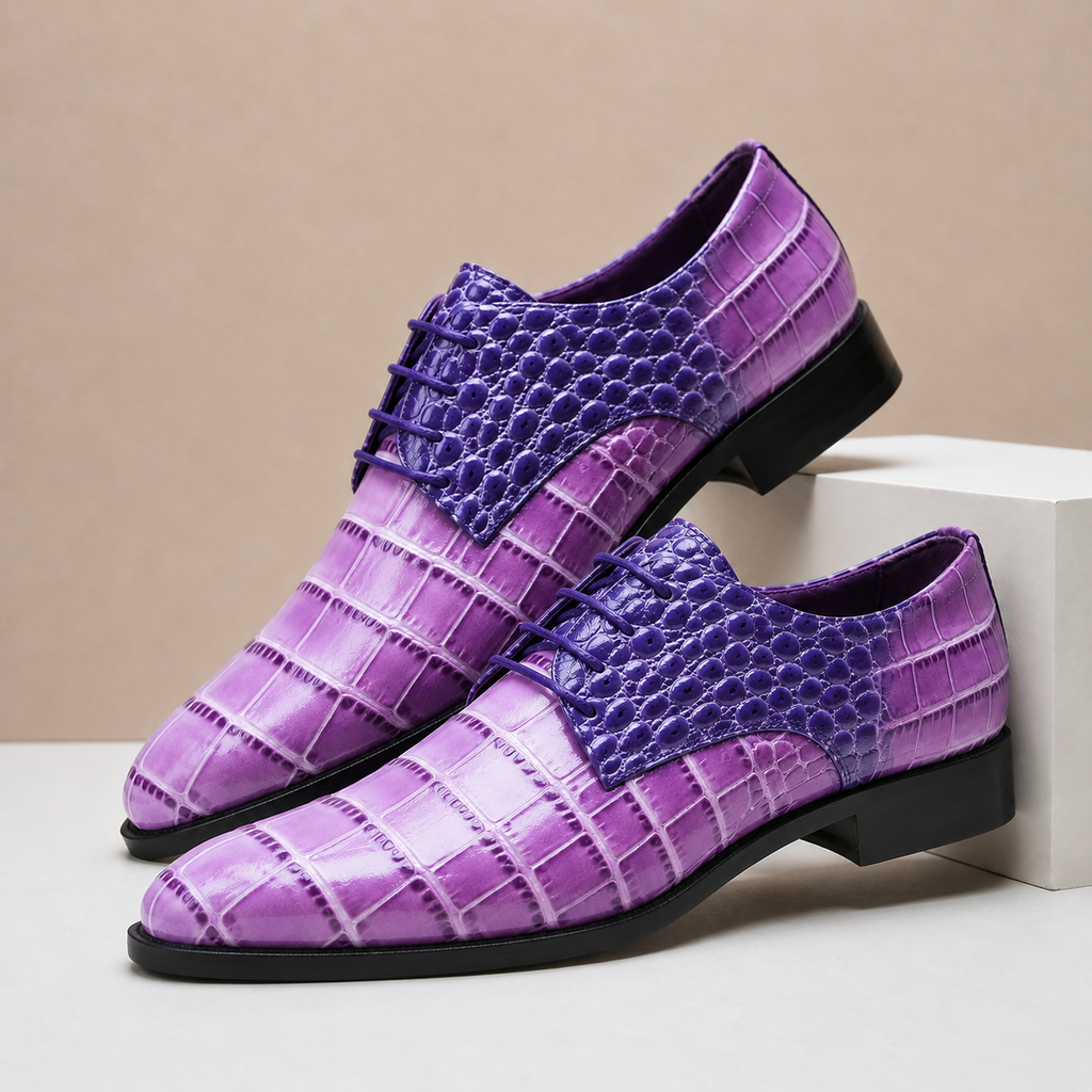Polished Embossed Lace-Up Dress Shoe