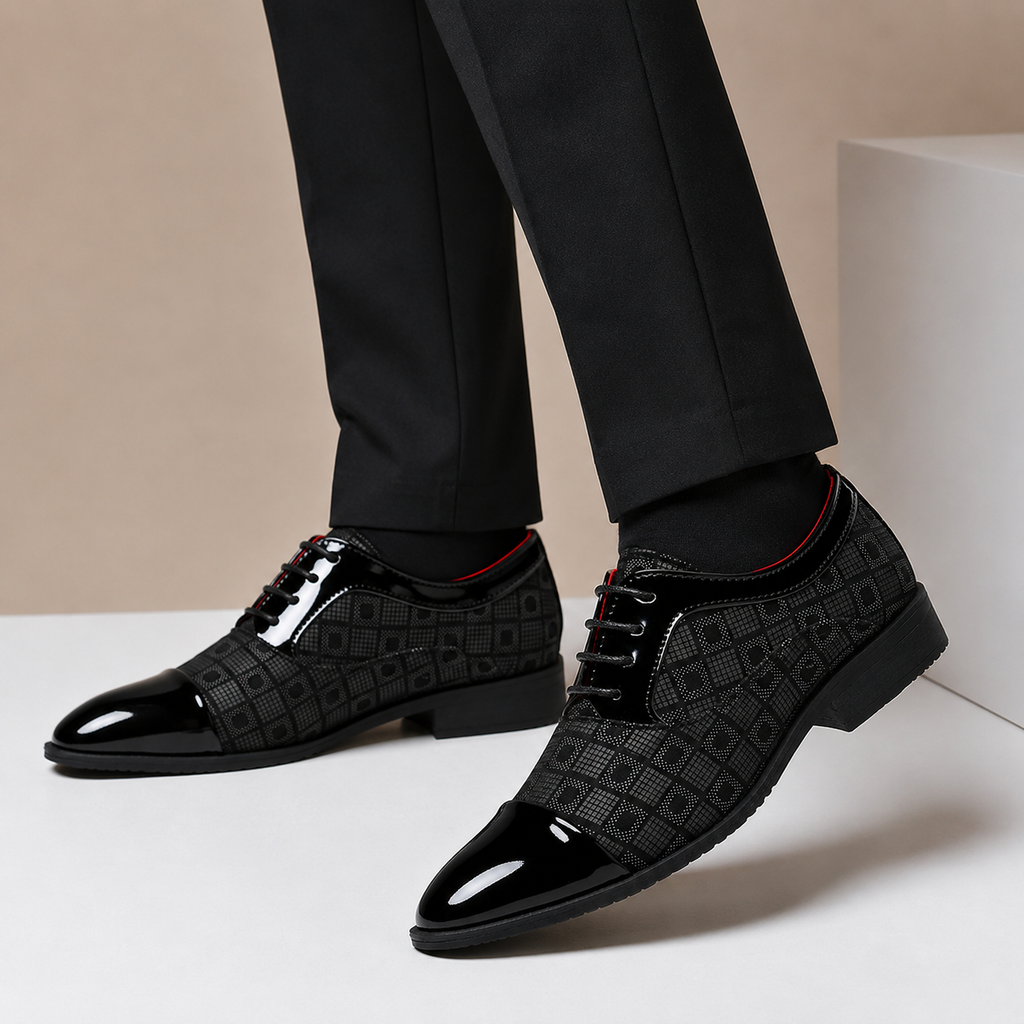 Textured Leather Lace-Up Dress Shoe