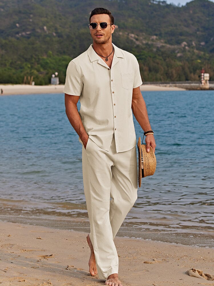 Collared Linen Two-Piece Set