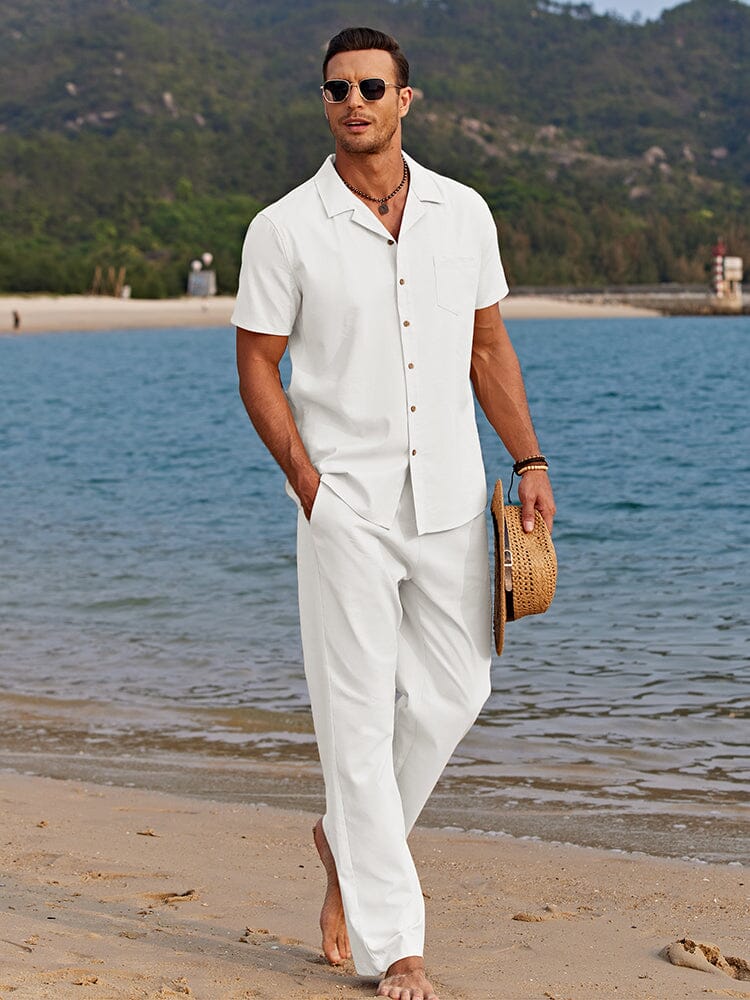 Collared Linen Two-Piece Set