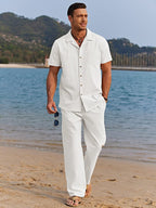 Collared Linen Two-Piece Set
