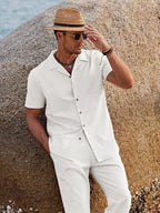 Collared Linen Two-Piece Set