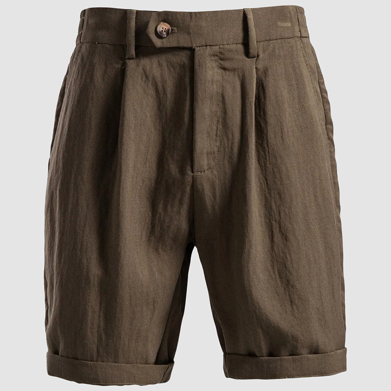Pleated Lyocell Chino Shorts