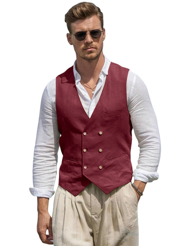 Double-Breasted Linen Waistcoat
