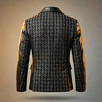 Houndstooth Leather Blazer
