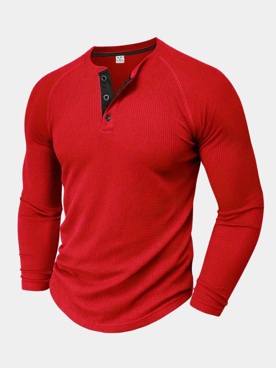 Textured Henley Short-Sleeve Tee