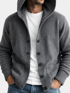 Hooded Textured Knit Cardigan