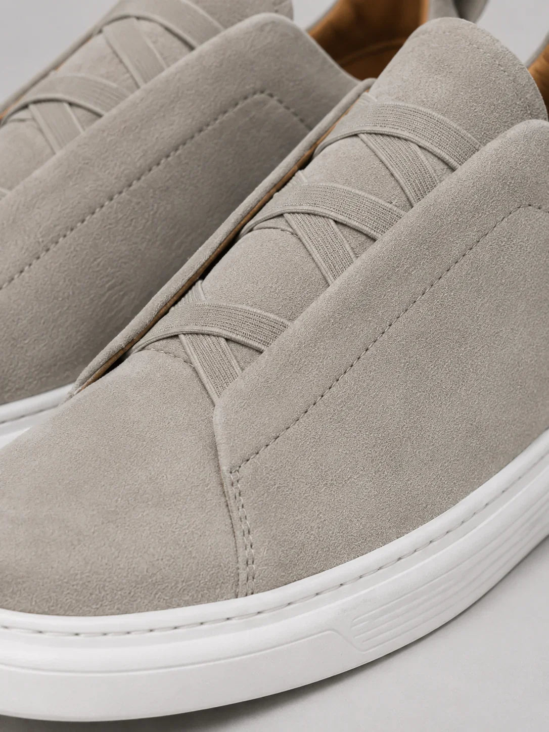 Suede Slip-On Sneakers – Men's Laceless Low-Top Shoes - Secranzo