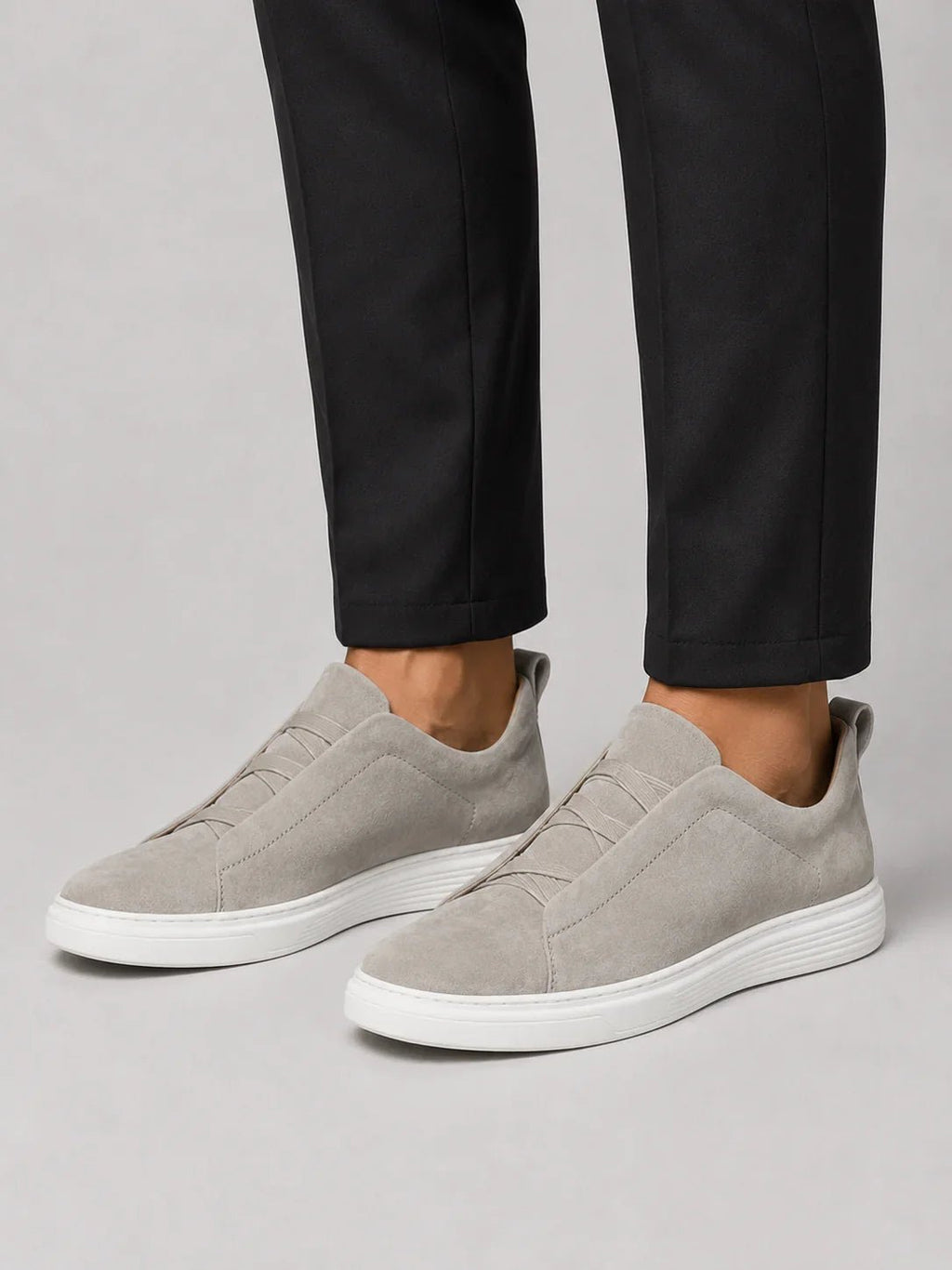 Suede Slip-On Sneakers – Men's Laceless Low-Top Shoes - Secranzo