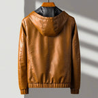 Hooded Slim-Fit Leather Jacket