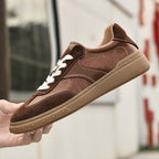 Suede-Accent Genuine Leather Sneakers