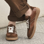 Suede-Accent Genuine Leather Sneakers