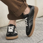 Suede-Accent Genuine Leather Sneakers