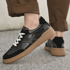 Suede-Accent Genuine Leather Sneakers
