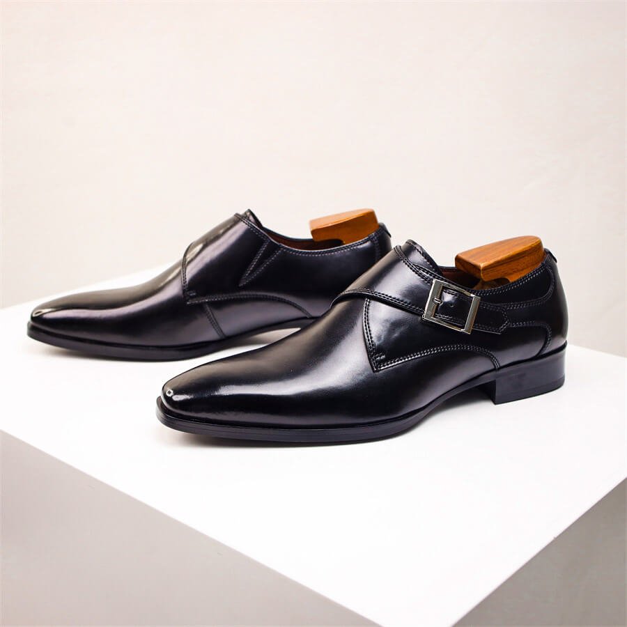 Italian Leather Buckle Dress Shoes
