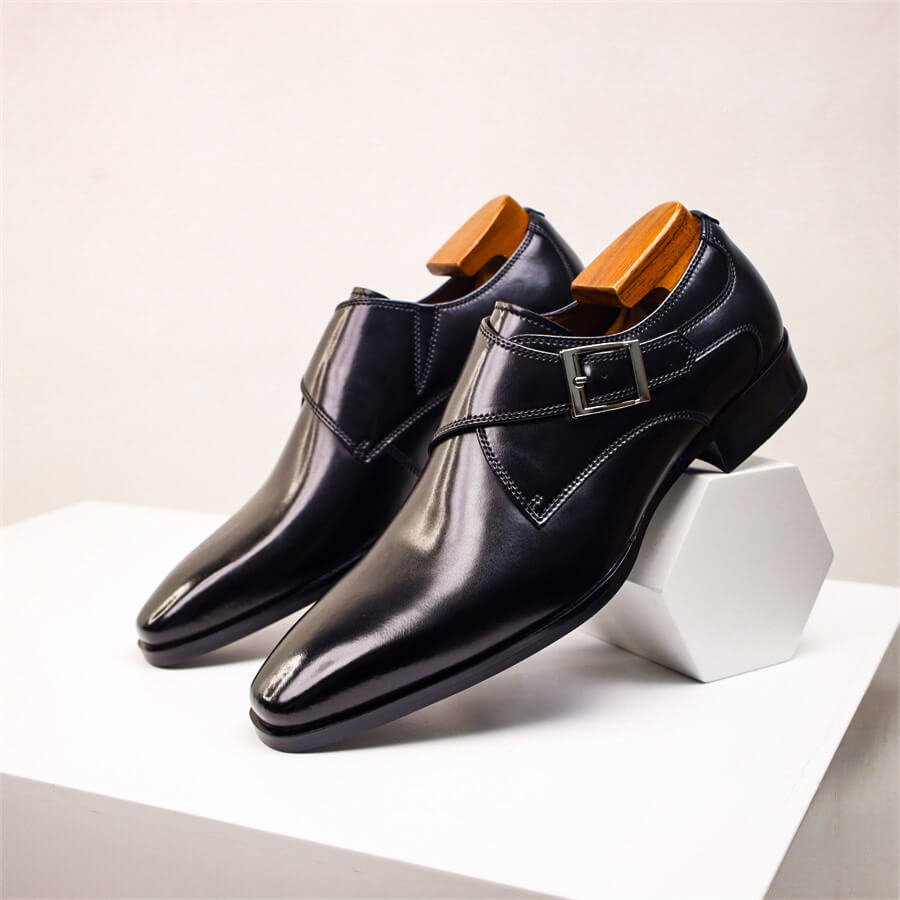 Italian Leather Buckle Dress Shoes