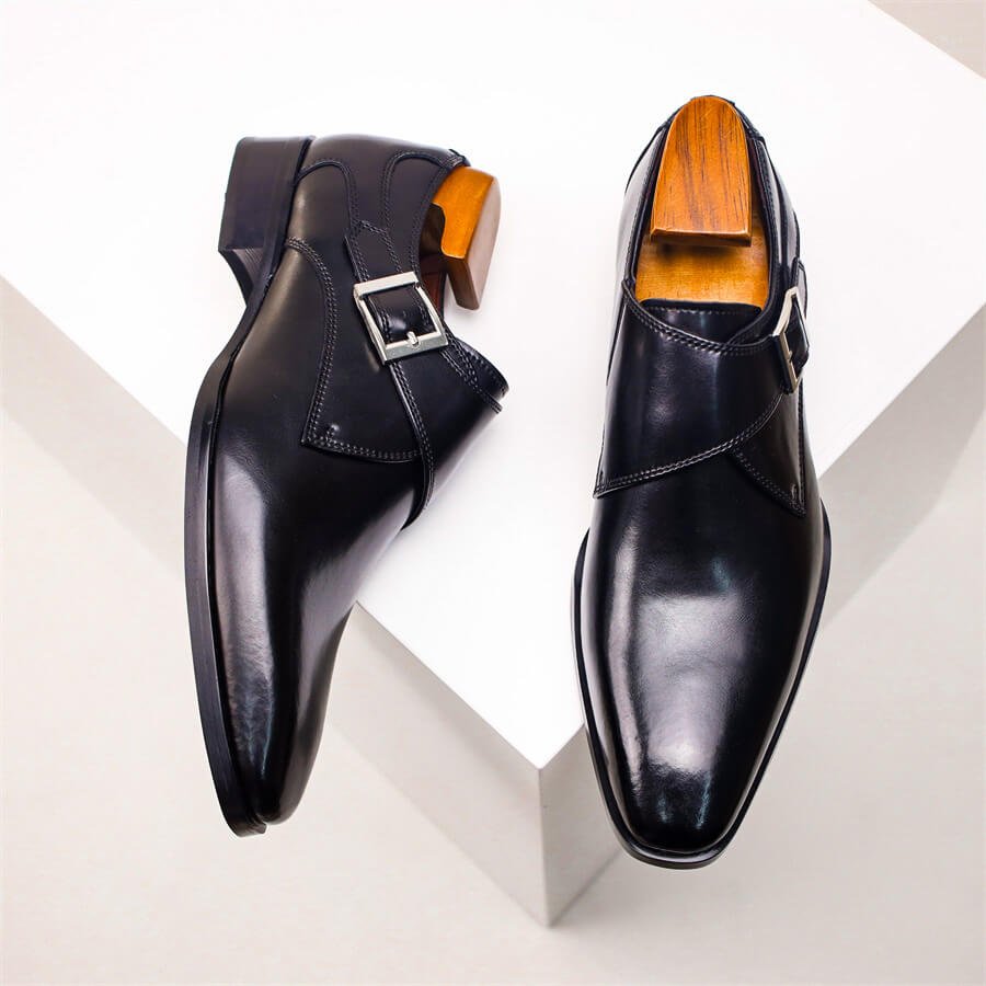 Italian Leather Buckle Dress Shoes