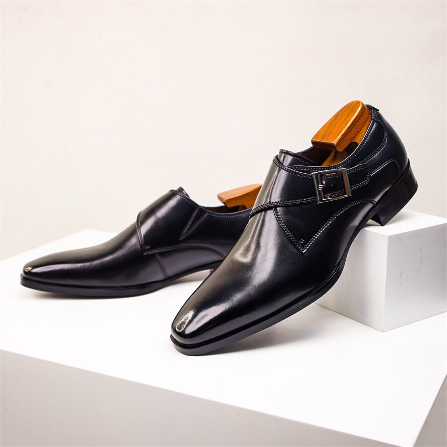 Italian Leather Buckle Dress Shoes