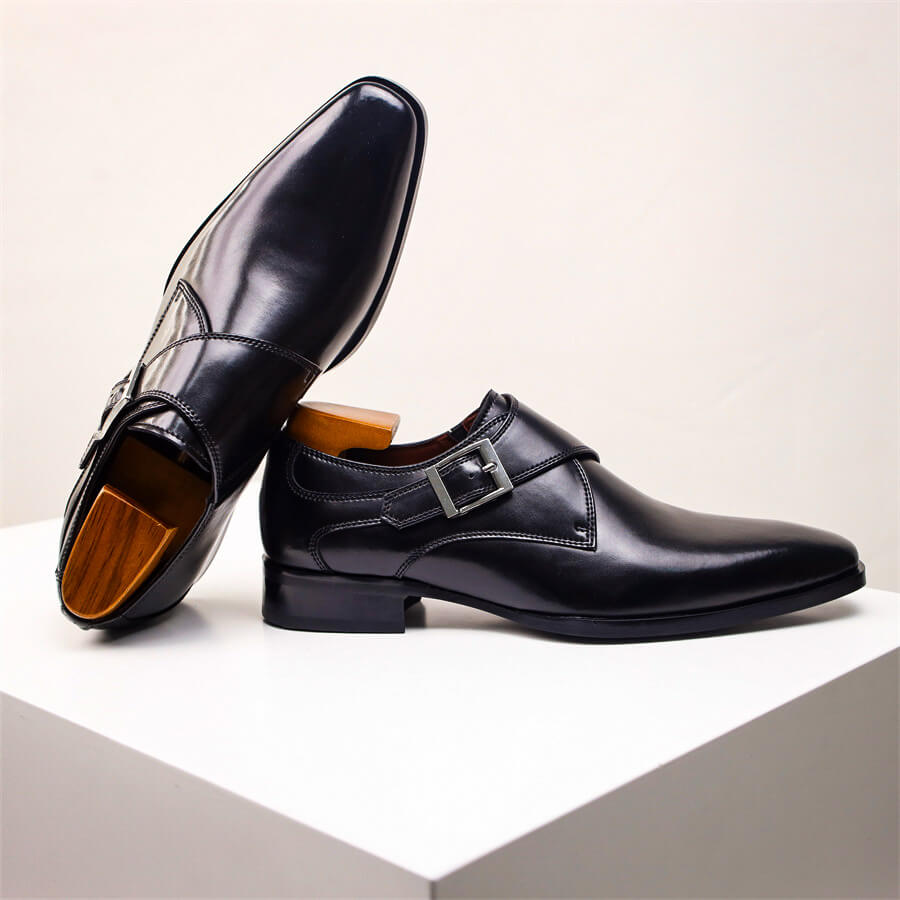 Italian Leather Buckle Dress Shoes
