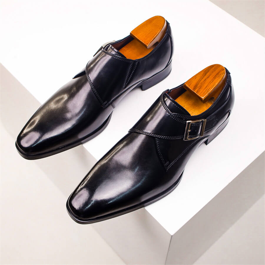 Italian Leather Buckle Dress Shoes