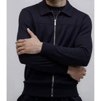 Zip-Up Cotton Knit Cardigan