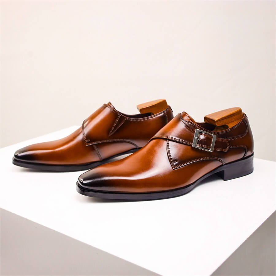 Italian Leather Buckle Dress Shoes