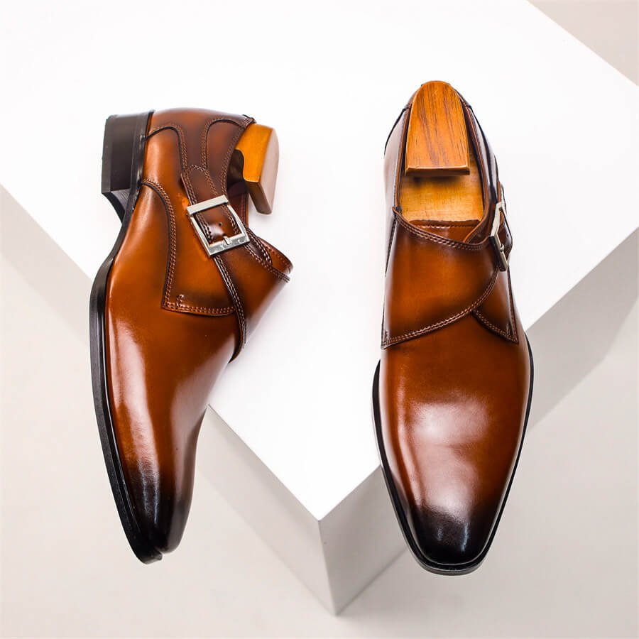 Italian Leather Buckle Dress Shoes