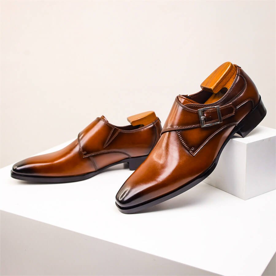 Italian Leather Buckle Dress Shoes
