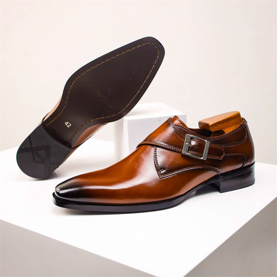 Italian Leather Buckle Dress Shoes